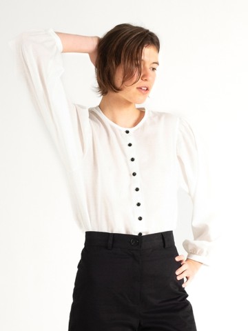 Bluse Puffed Sleeves Shirt white CUS