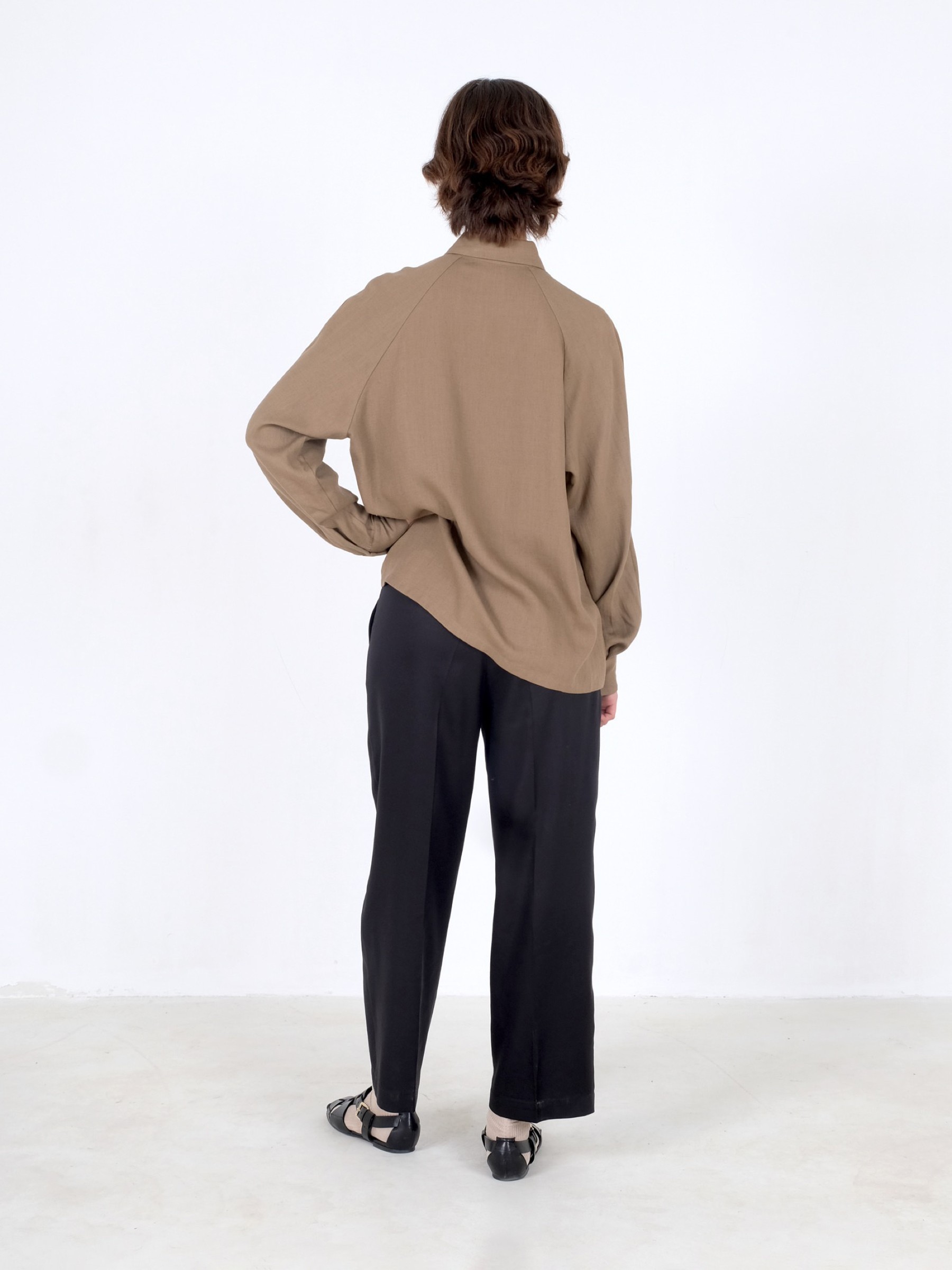 Bluse Raglan Sleeve Shirt taupe brown CUS