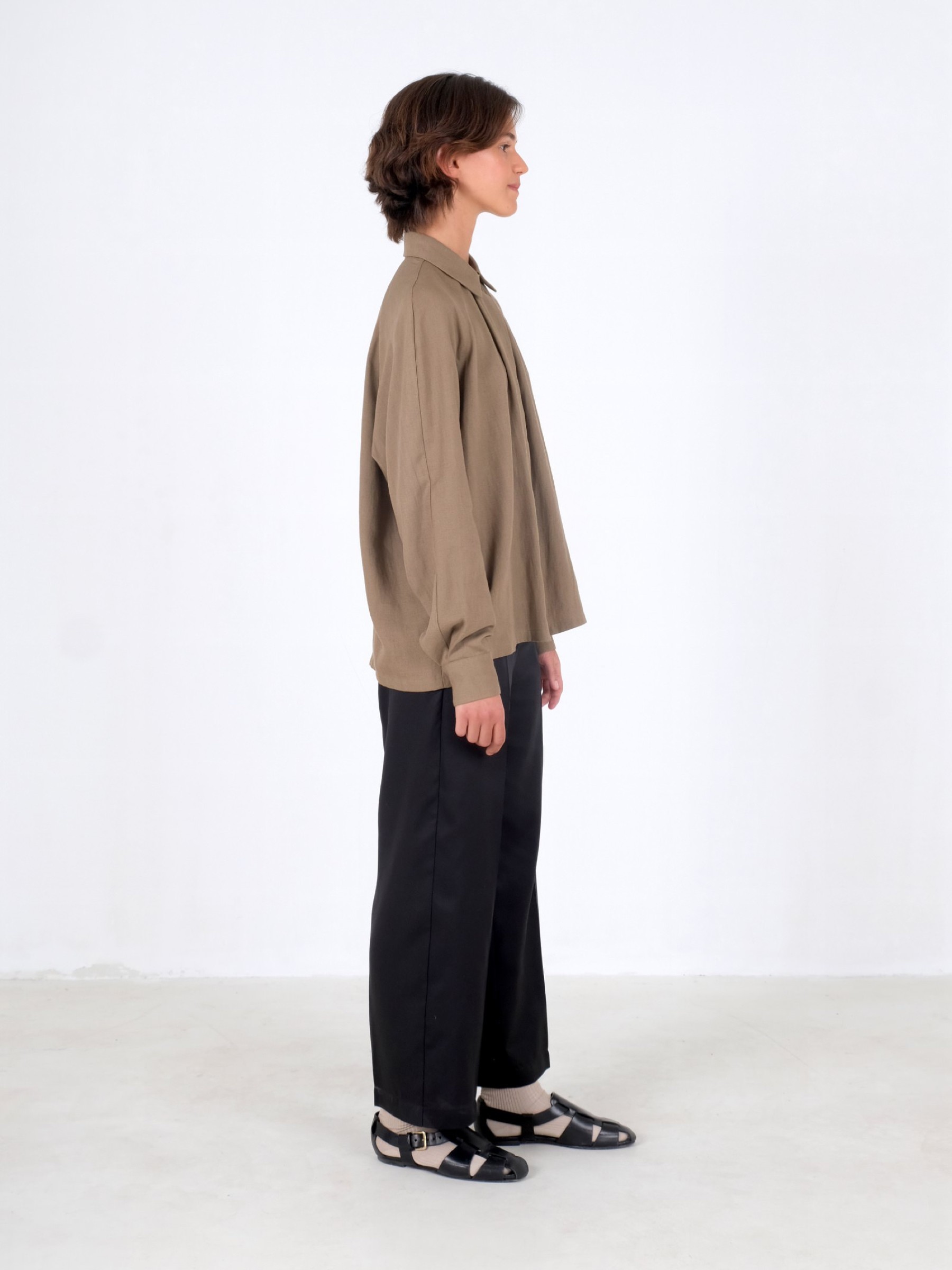 Bluse Raglan Sleeve Shirt taupe brown CUS