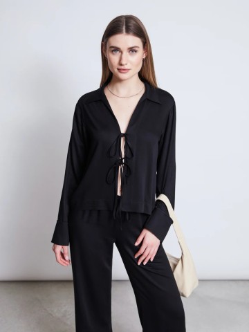 Bluse Kaluz Tie Blouse black Jan 'n June