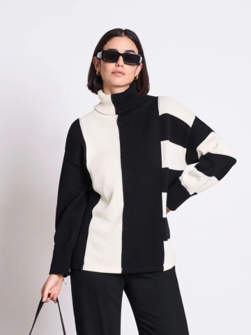 Pullover Altin Turtleneck offwhite-black Jan 'n June