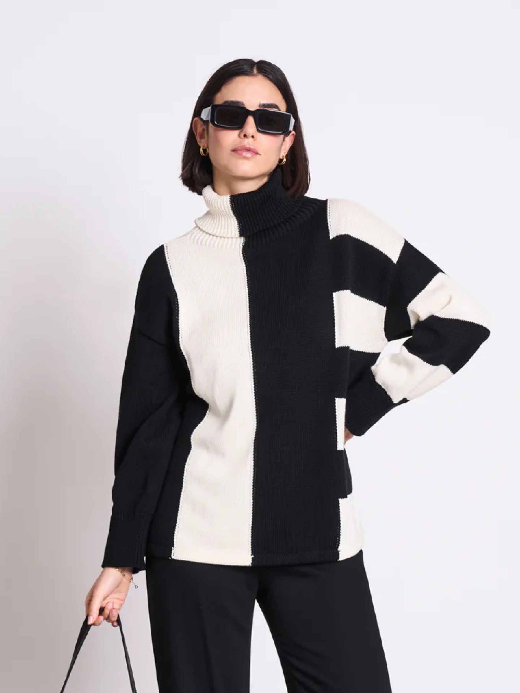 Pullover Altin Turtleneck offwhite-black Jan 'n June