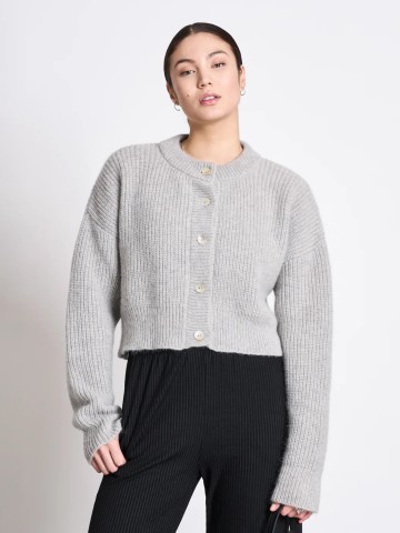 Strickjacke Beni Wooly Cardigan light grey Jan 'n June