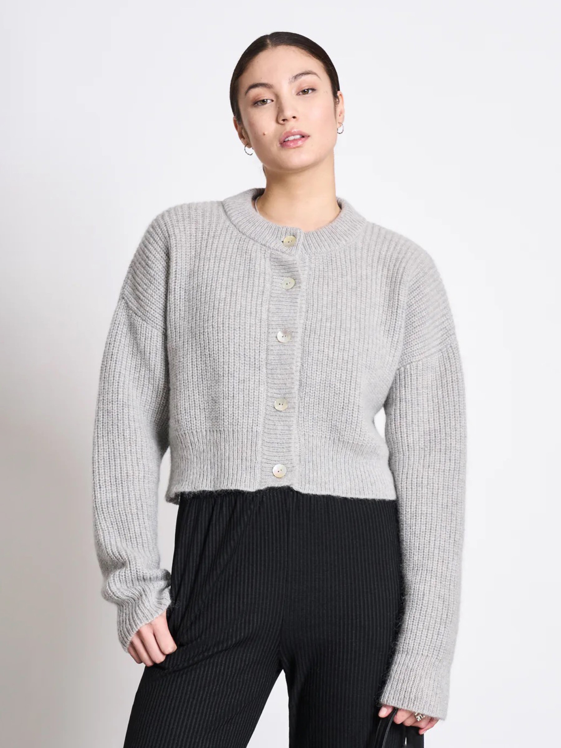Strickjacke Beni Wooly Cardigan light grey Jan 'n June