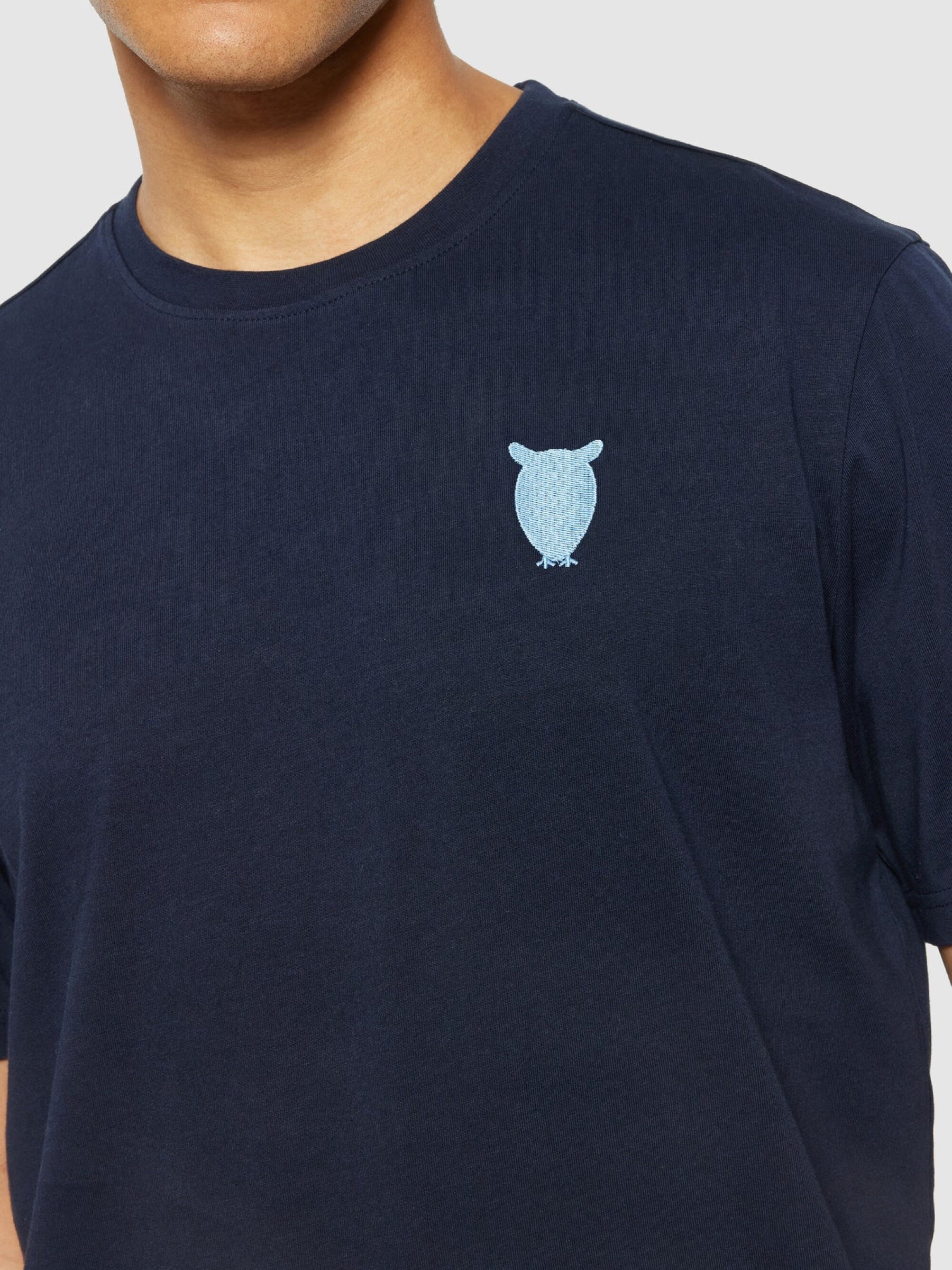 T-Shirt Regular Owl Chest Embroidery T-Shirt night sky Knowledge Cotton Apparel