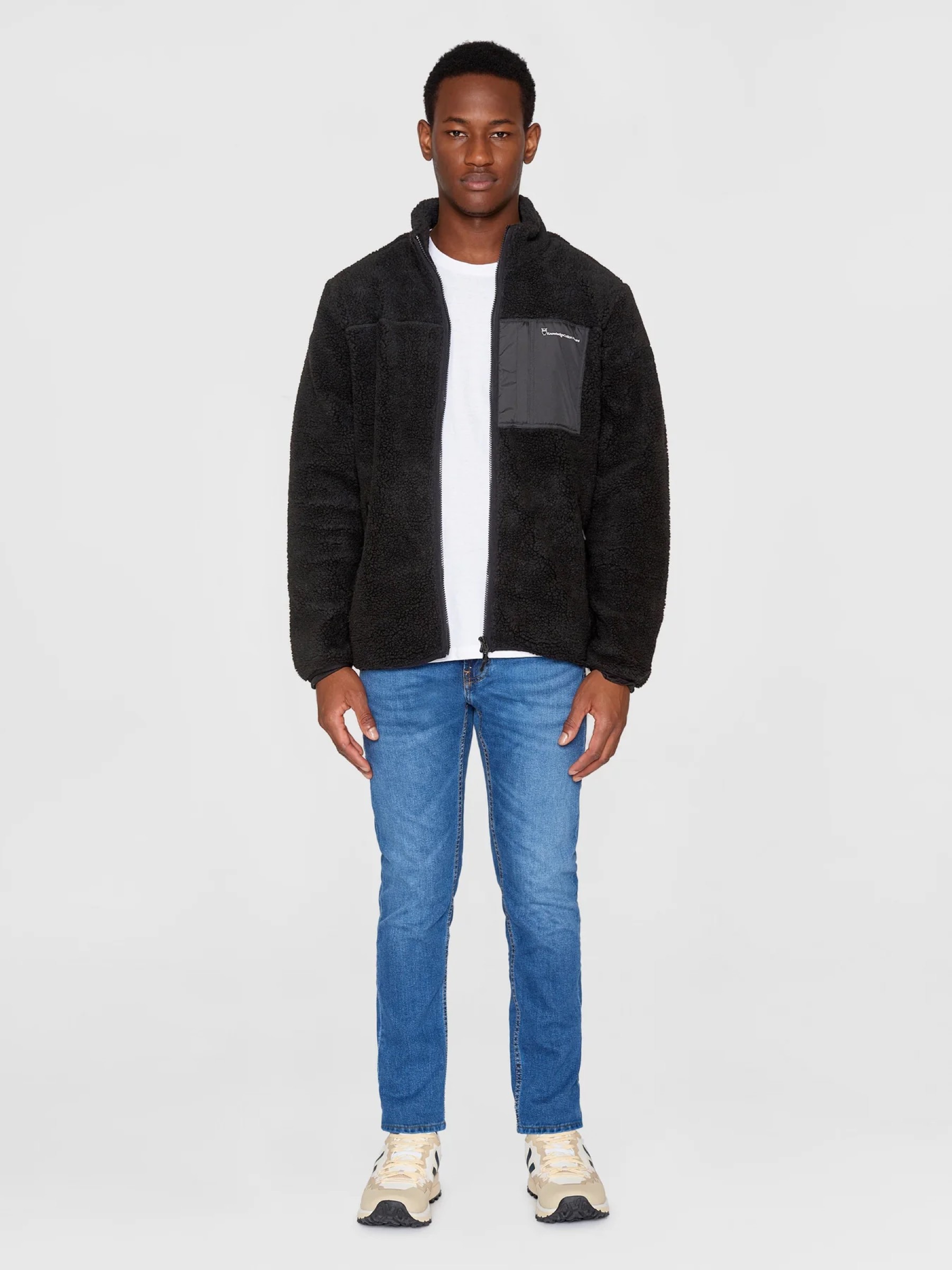 Fleecejacke Teddy Fleece Zip Sweat black jet Knowledge Cotton Apparel