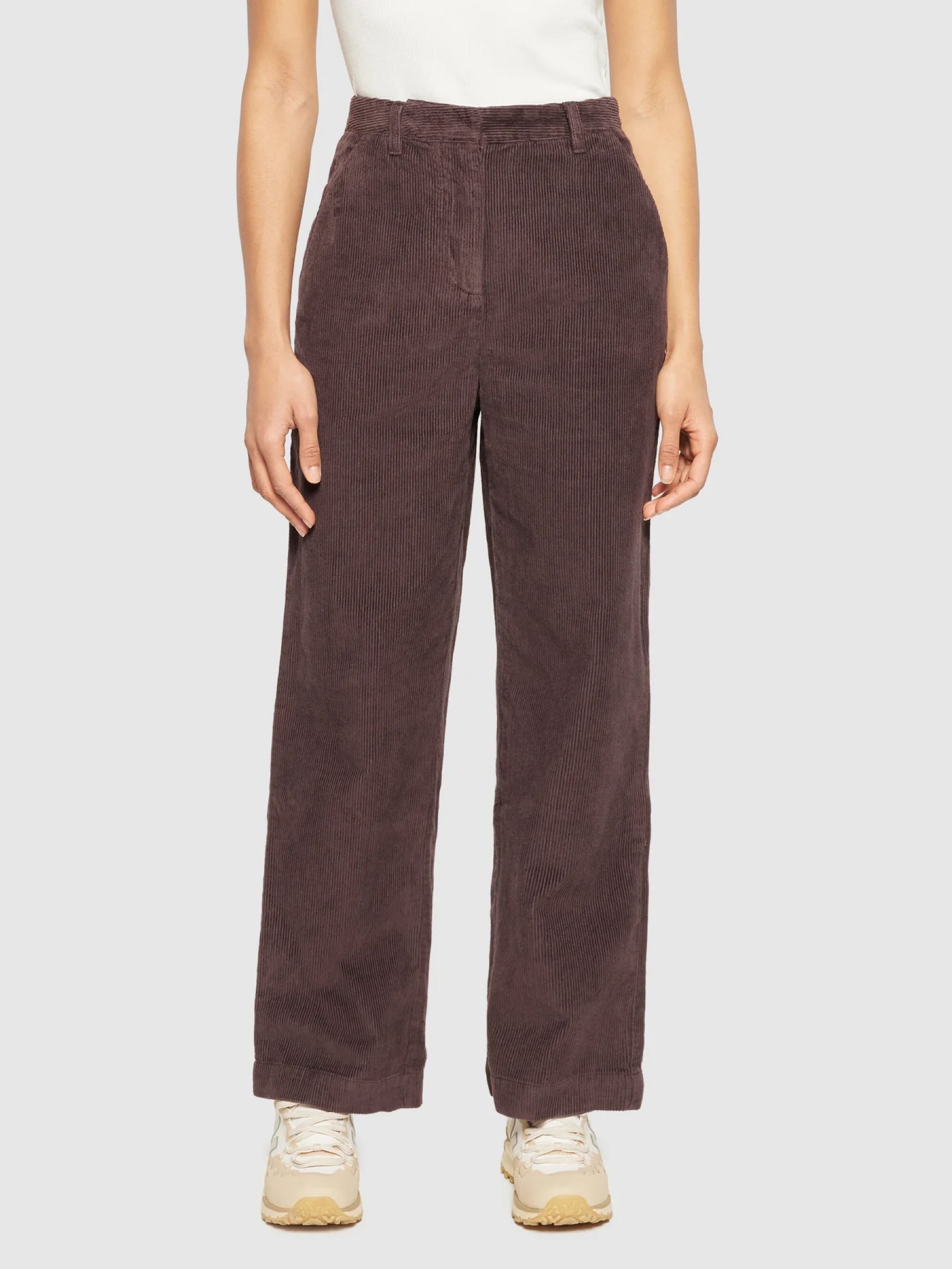 Hose Posey Wide High-Rise Irregular Corduroy Pant chocolate plum Knowledge Cotton Apparel