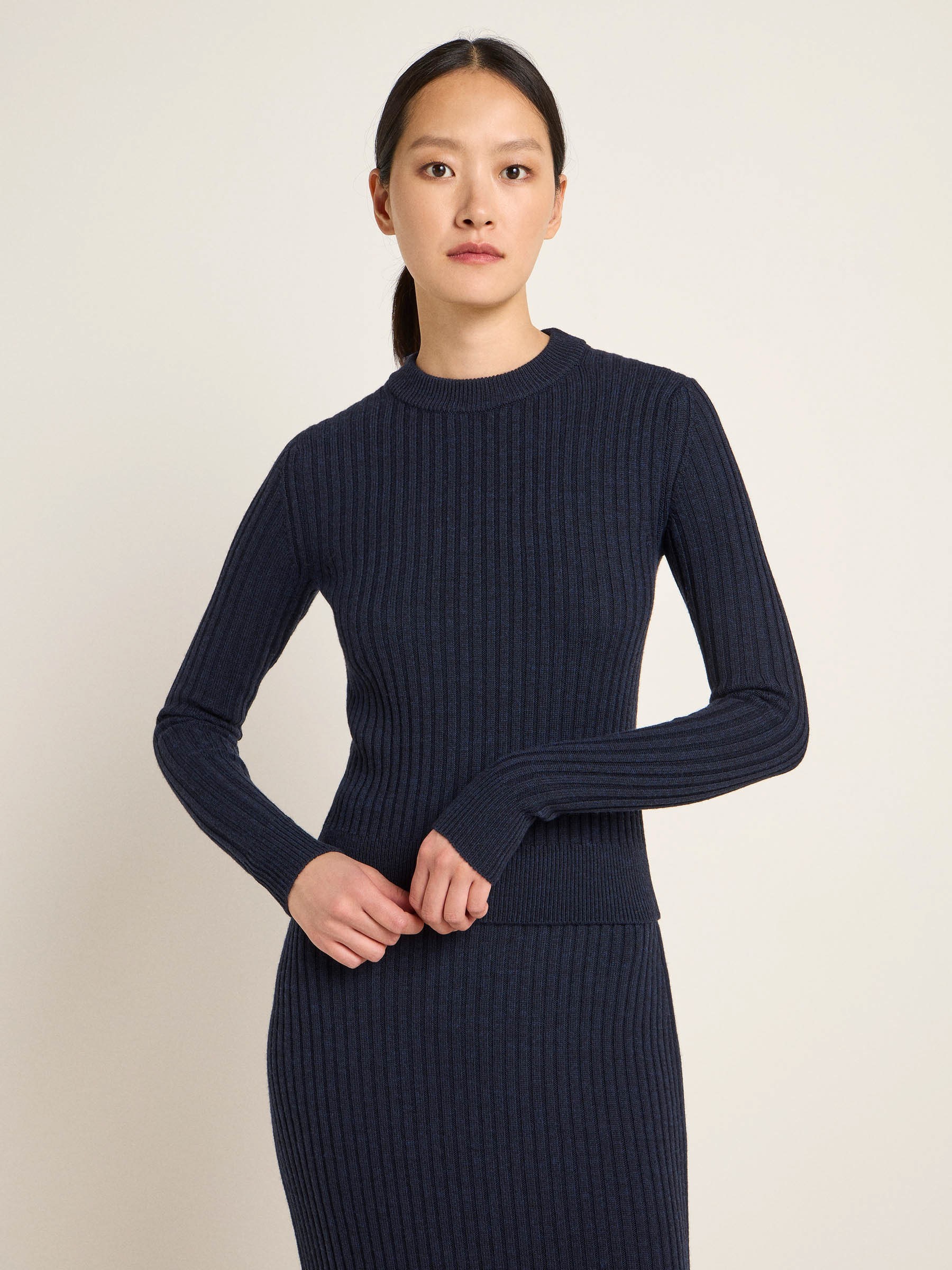 Rippenpullover midnight melange Lanius