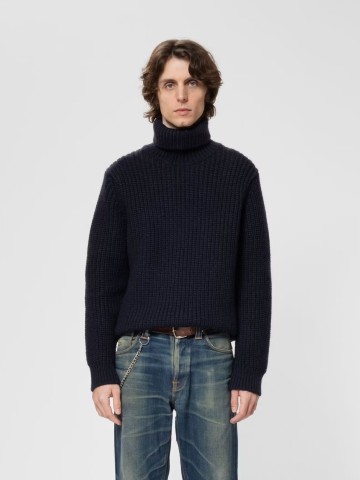 Pullover August Chunky Rollneck Knit navy Nudie Jeans