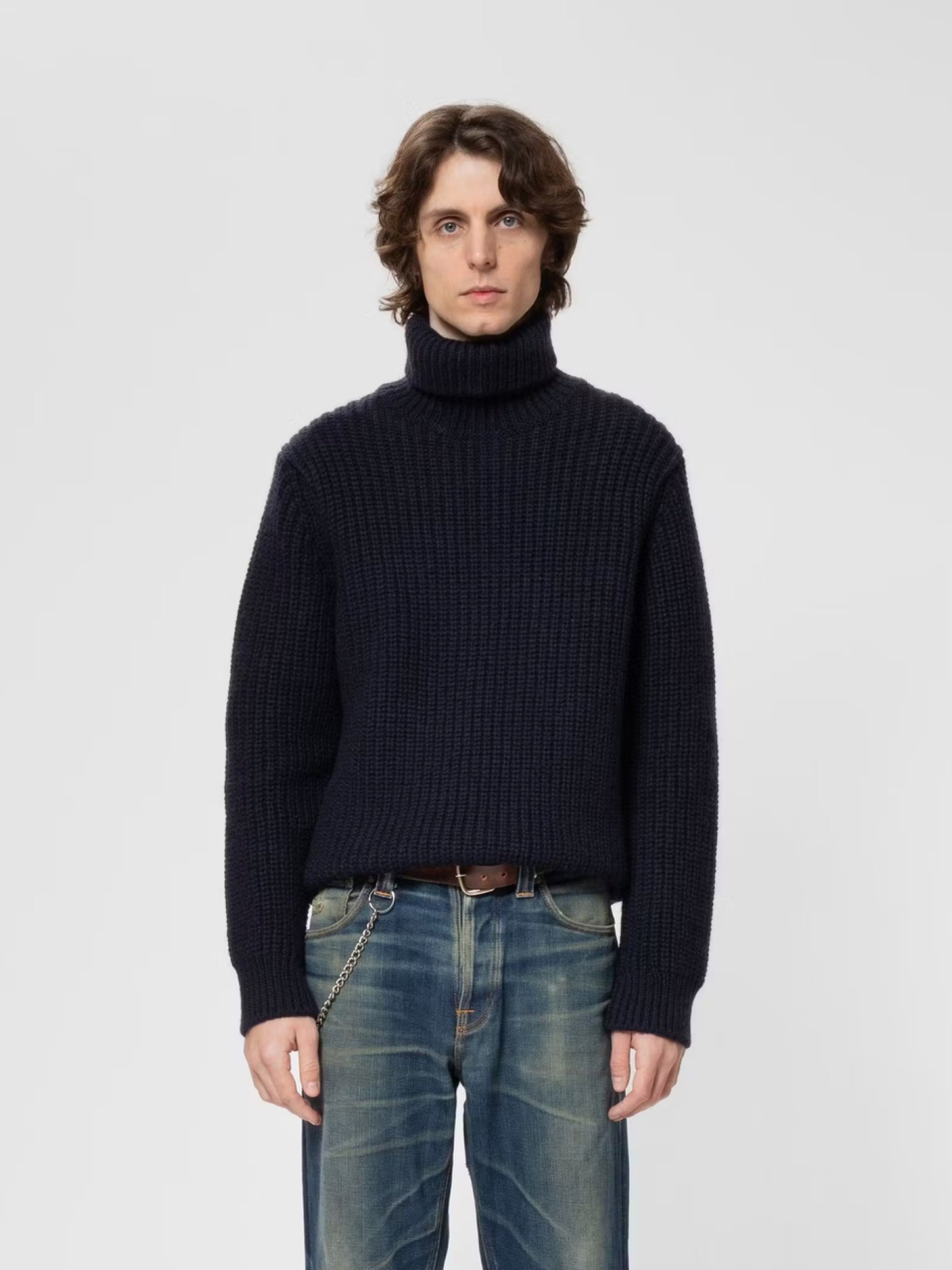 Pullover August Chunky Rollneck Knit navy Nudie Jeans