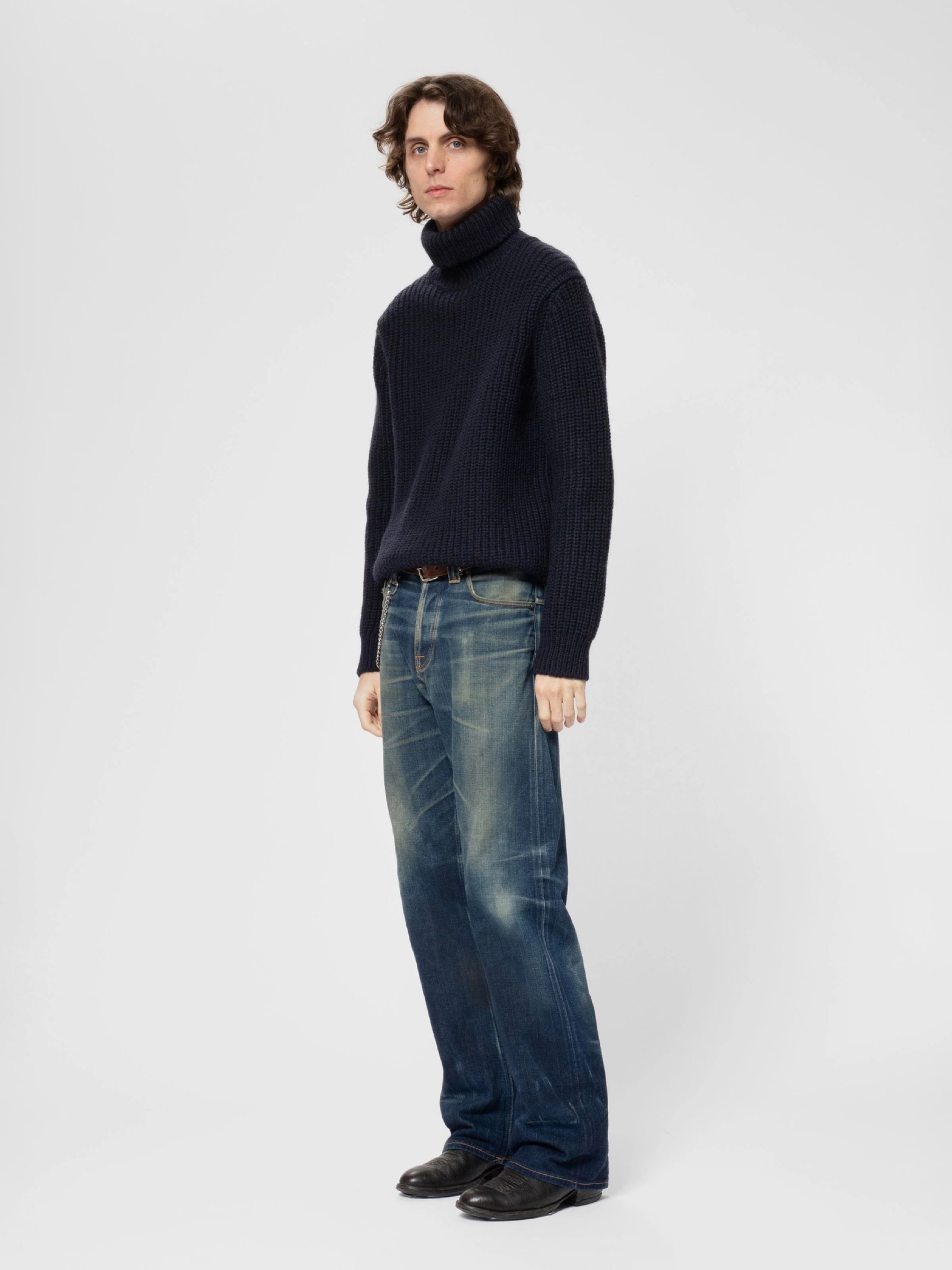 Pullover August Chunky Rollneck Knit navy Nudie Jeans