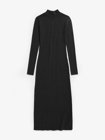 Kleid Heavy Ribbed Mock-Neck Dress true black Rotholz