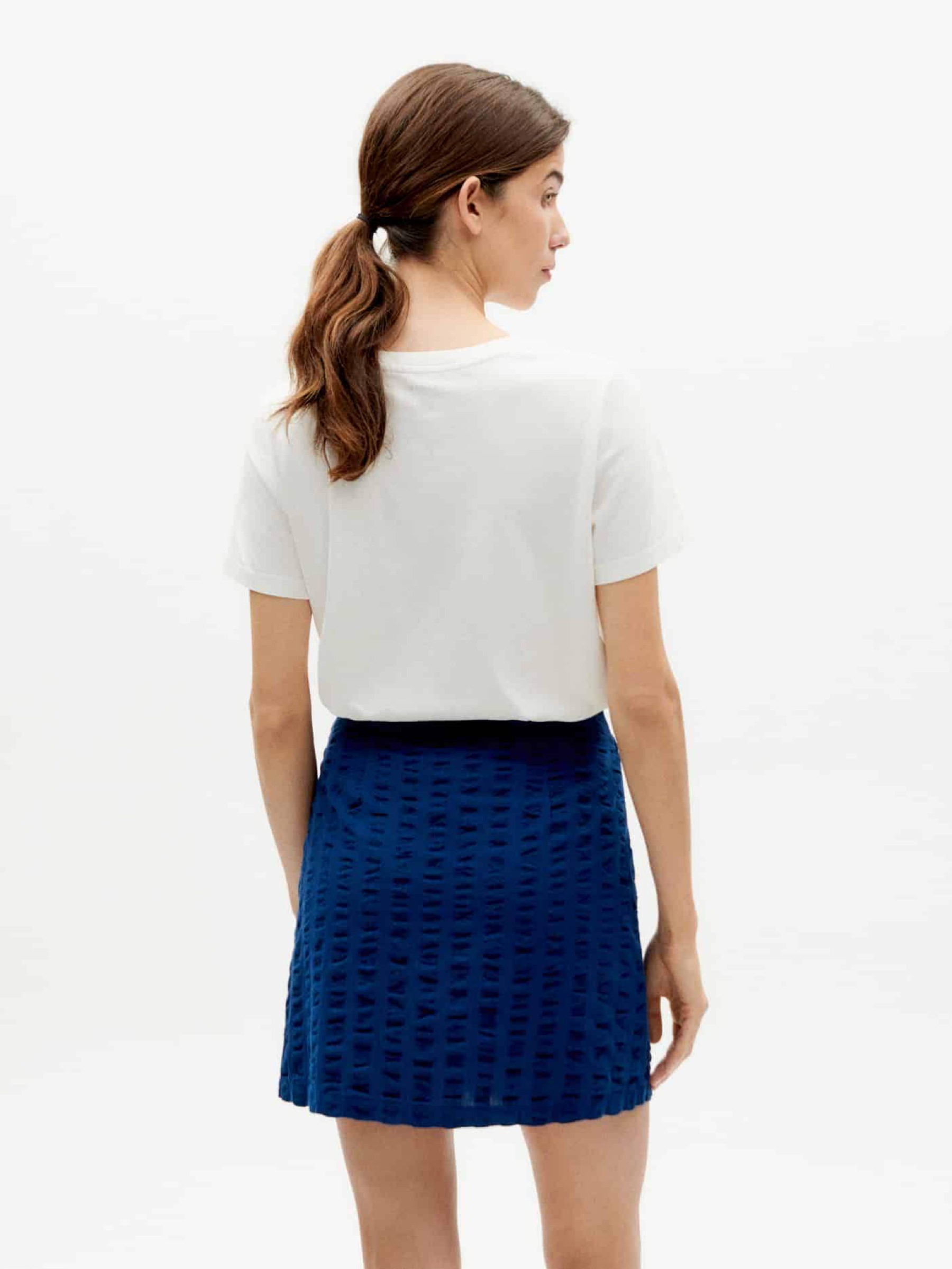 Rock Milena Skirt navy big seersucker Thinking Mu