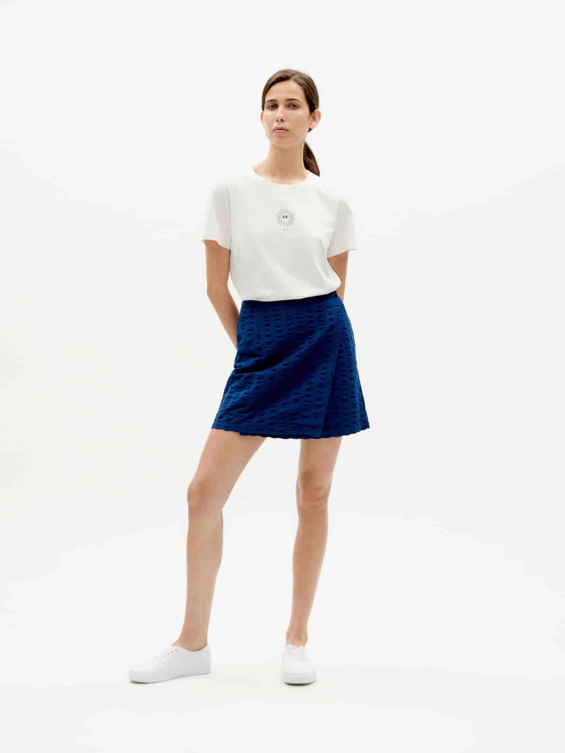 Rock Milena Skirt navy big seersucker Thinking Mu