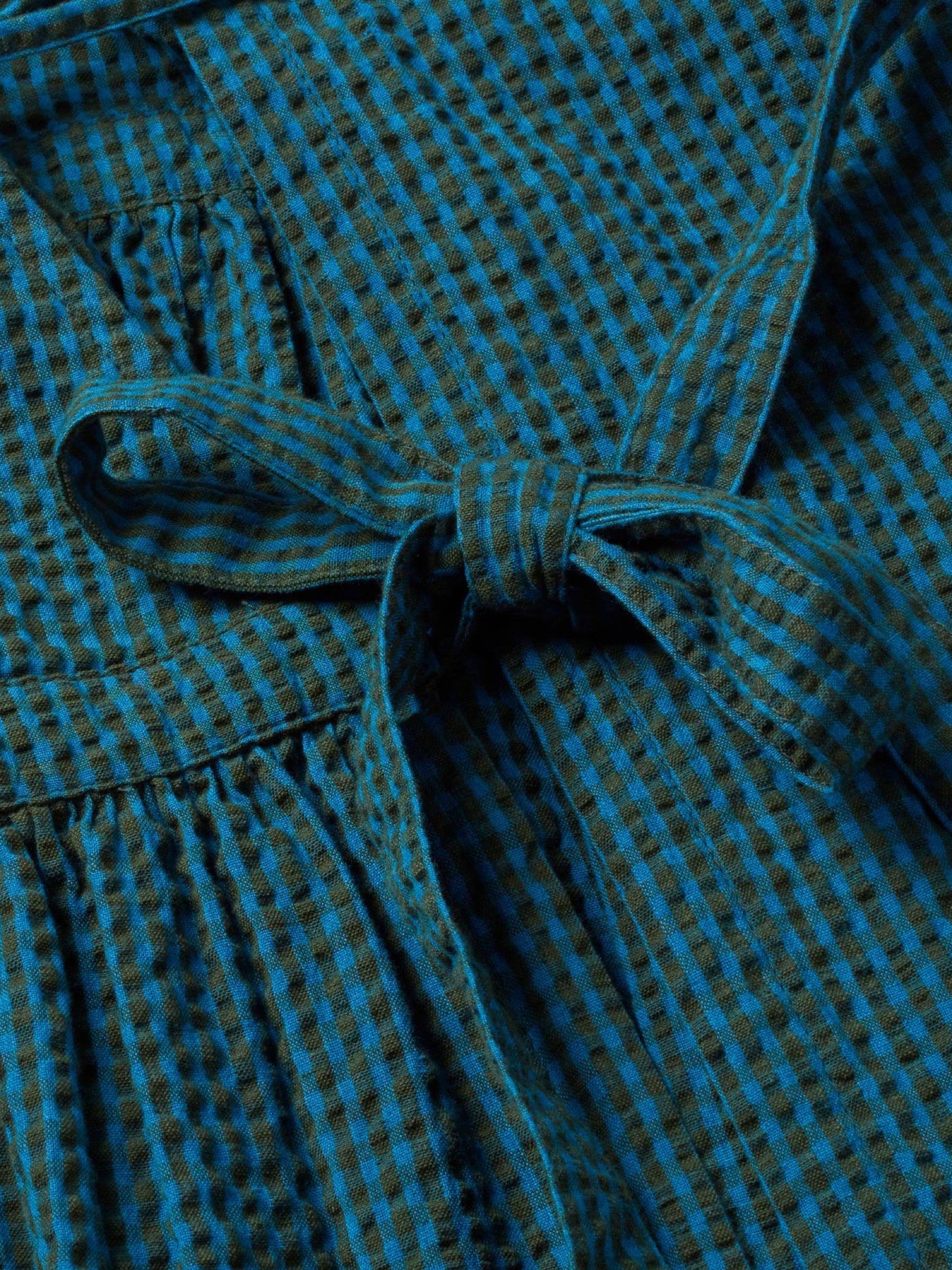 Kleid Amapola Dress bottle green checks seersucker Thinking Mu