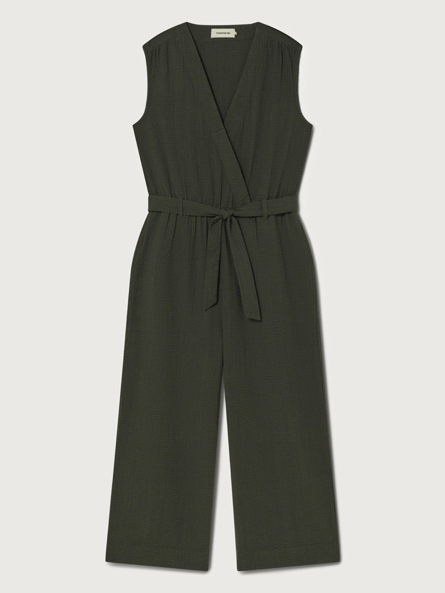 Overall Winona Jumpsuit green seersucker Thinking Mu
