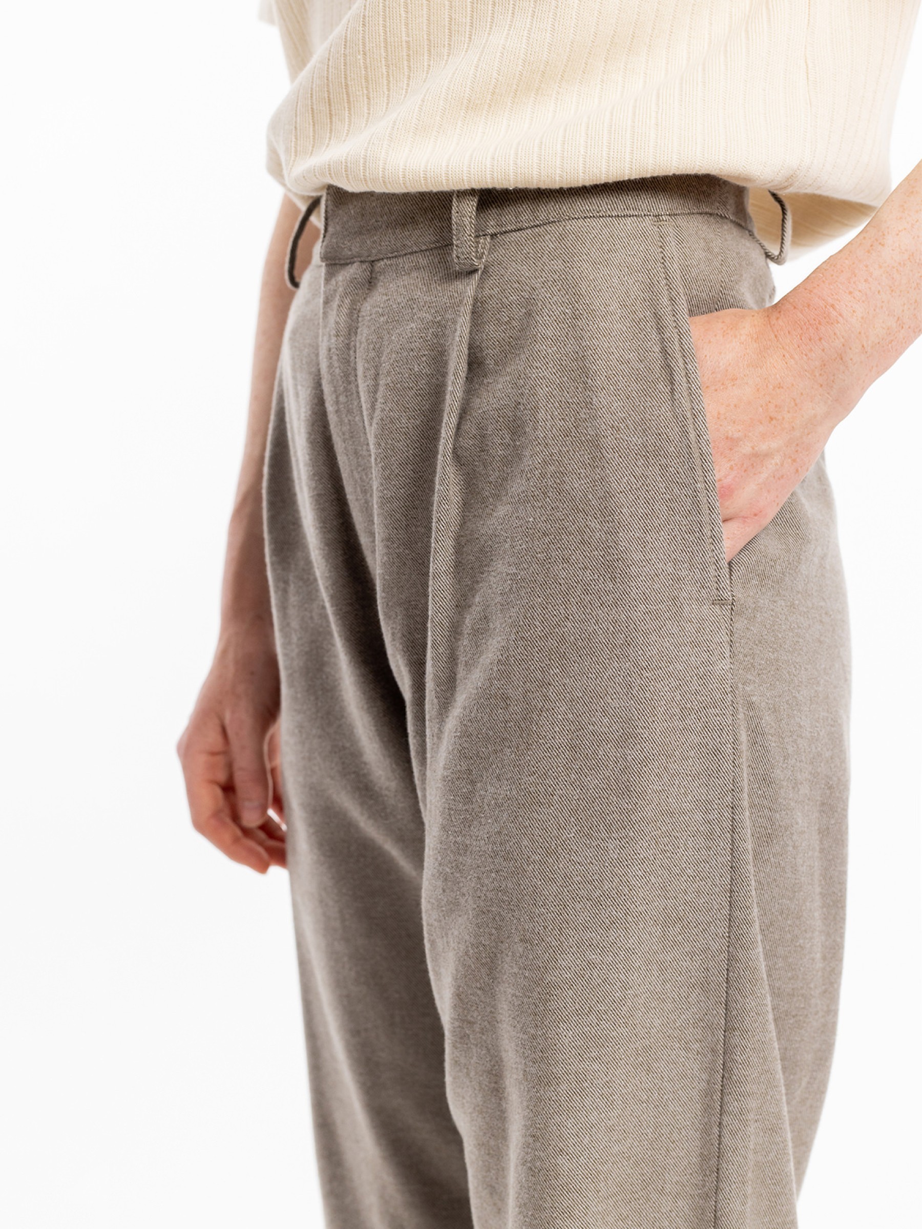 Hose Flannel Pantalone brown speckle Rotholz