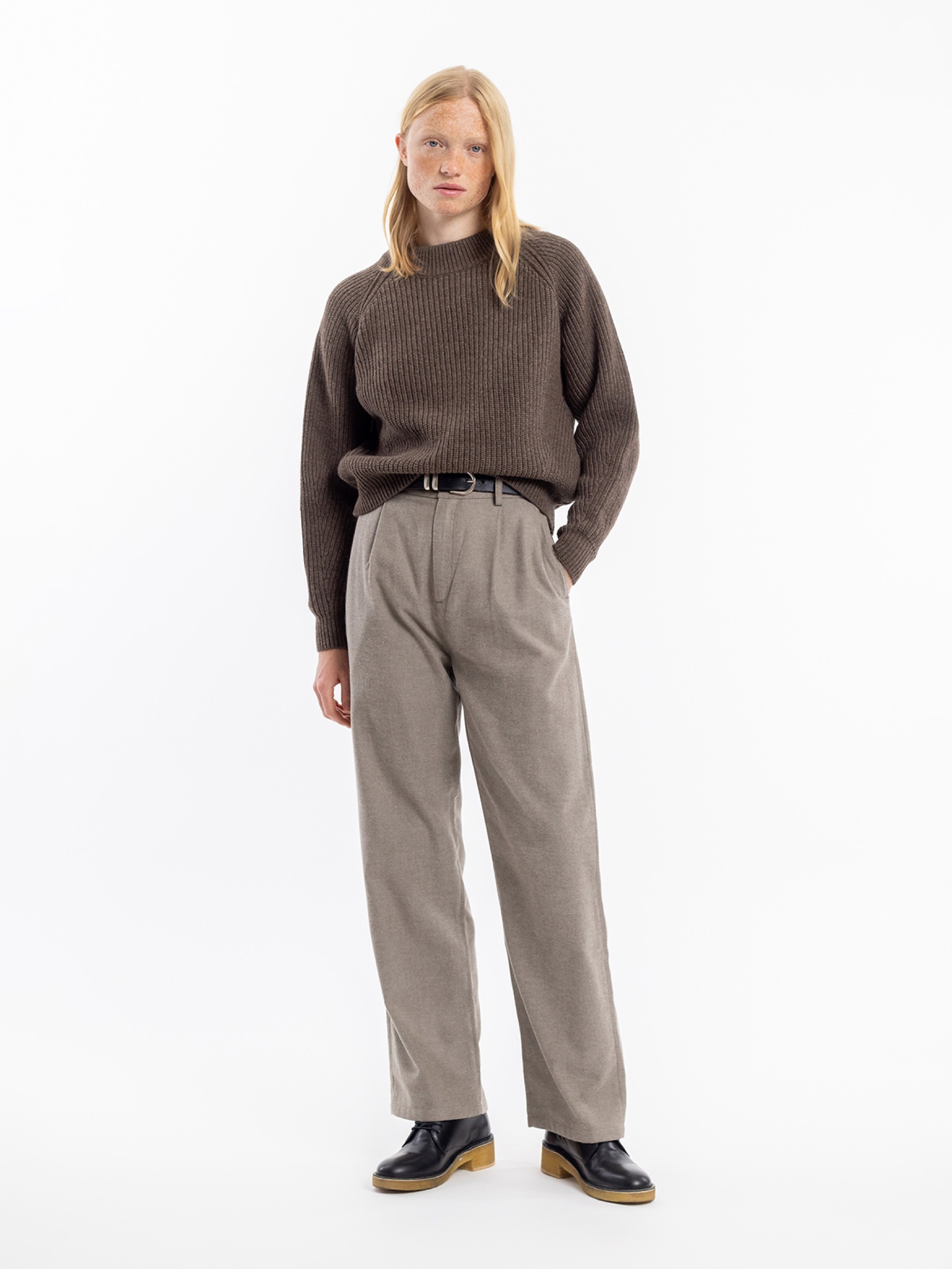 Hose Flannel Pantalone brown speckle Rotholz