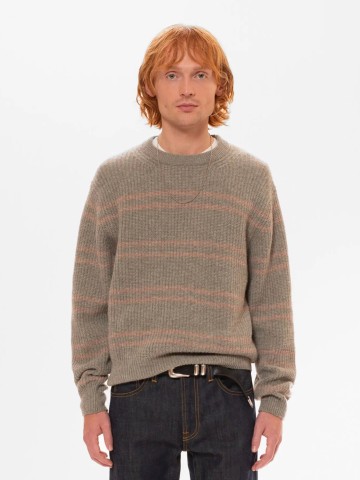 Pullover Gurra Striped Sweater green melange Nudie Jeans