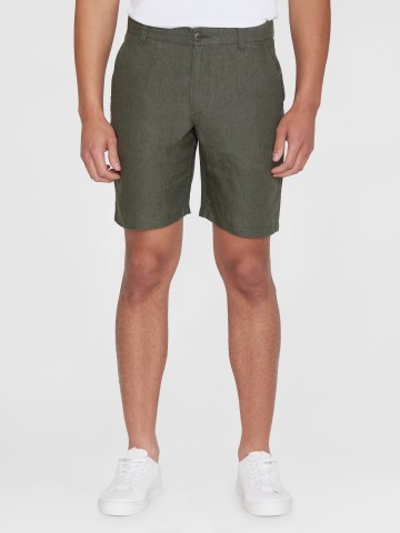 Hose Chuck Regular Linen Shorts burned olive Knowledge Cotton Apparel