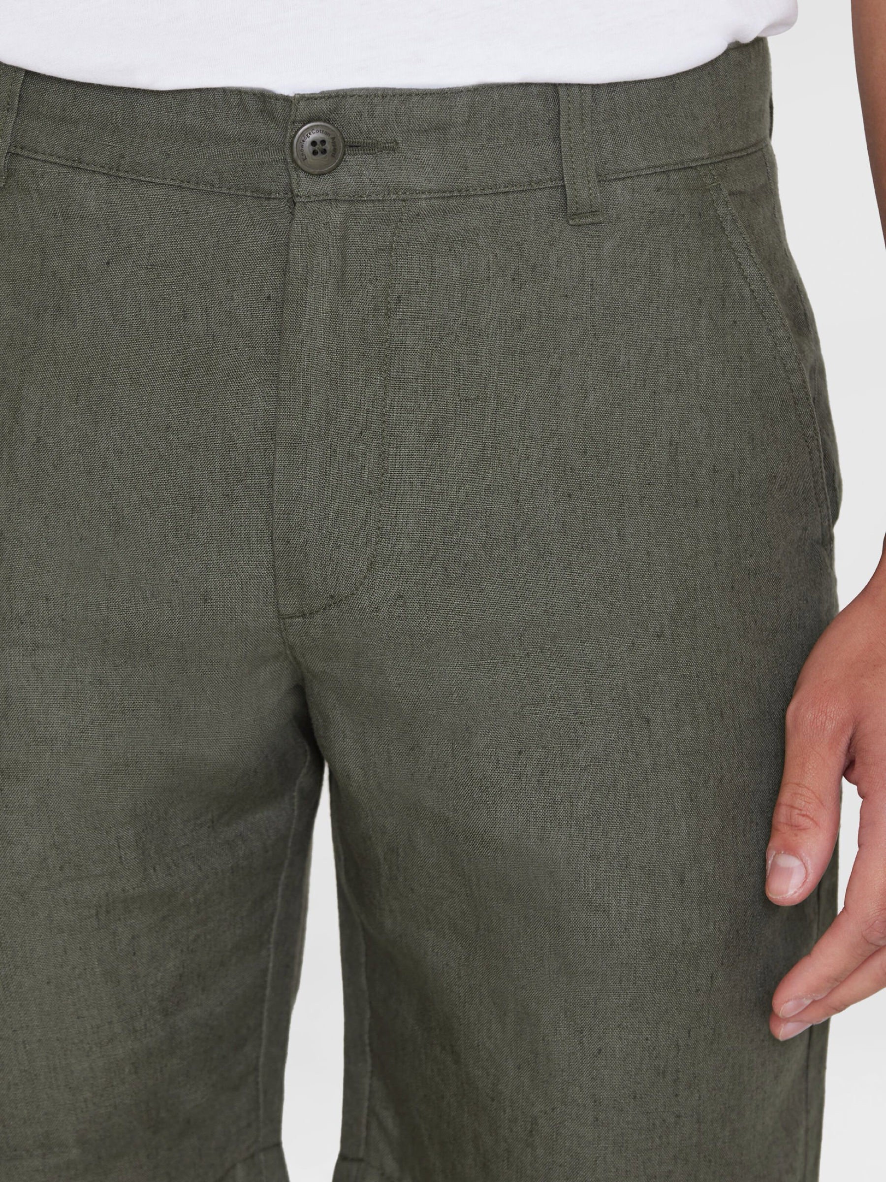 Hose Chuck Regular Linen Shorts burned olive Knowledge Cotton Apparel