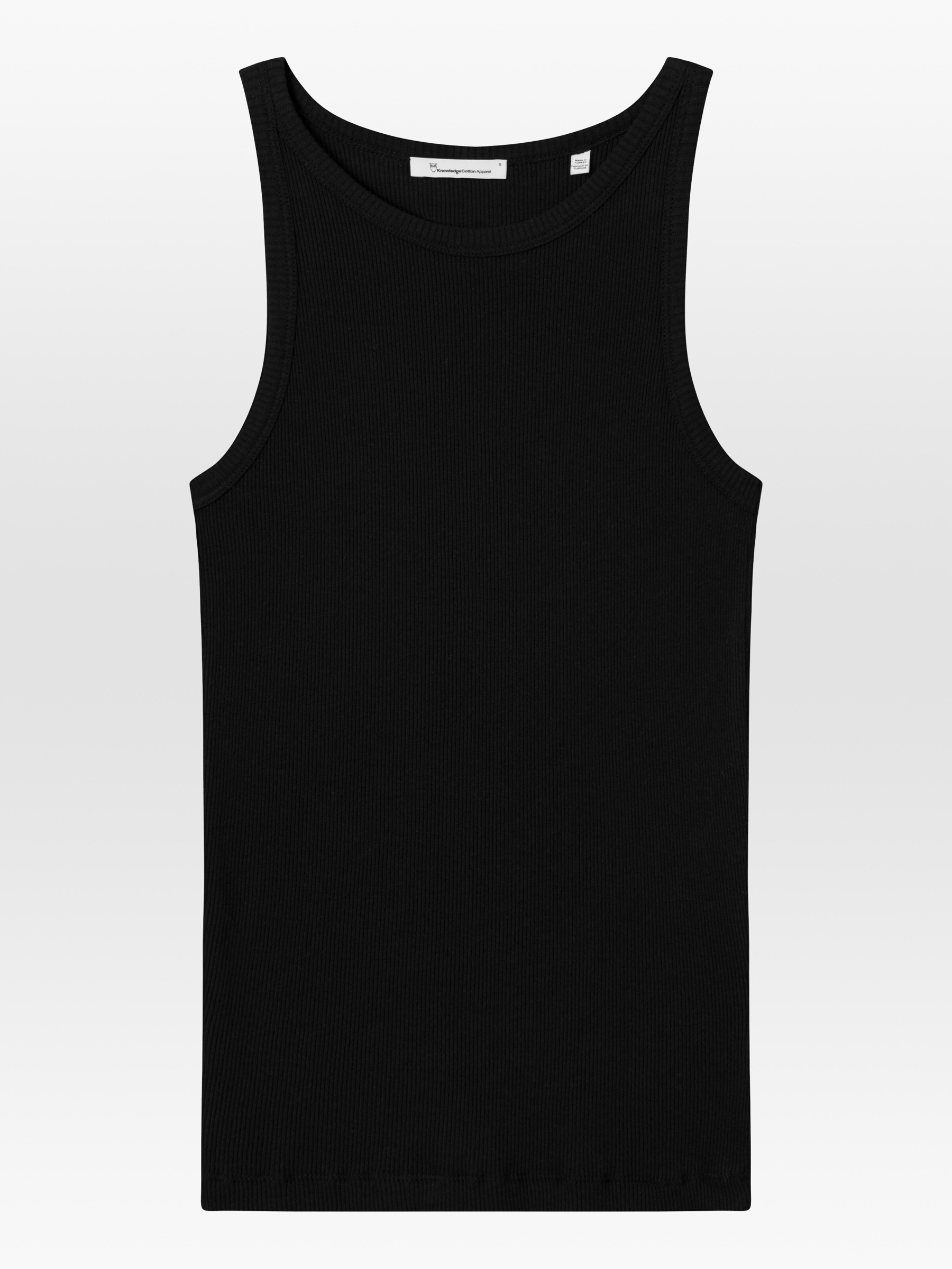 Racer Rib Top black jet Knowledge Cotton Apparel