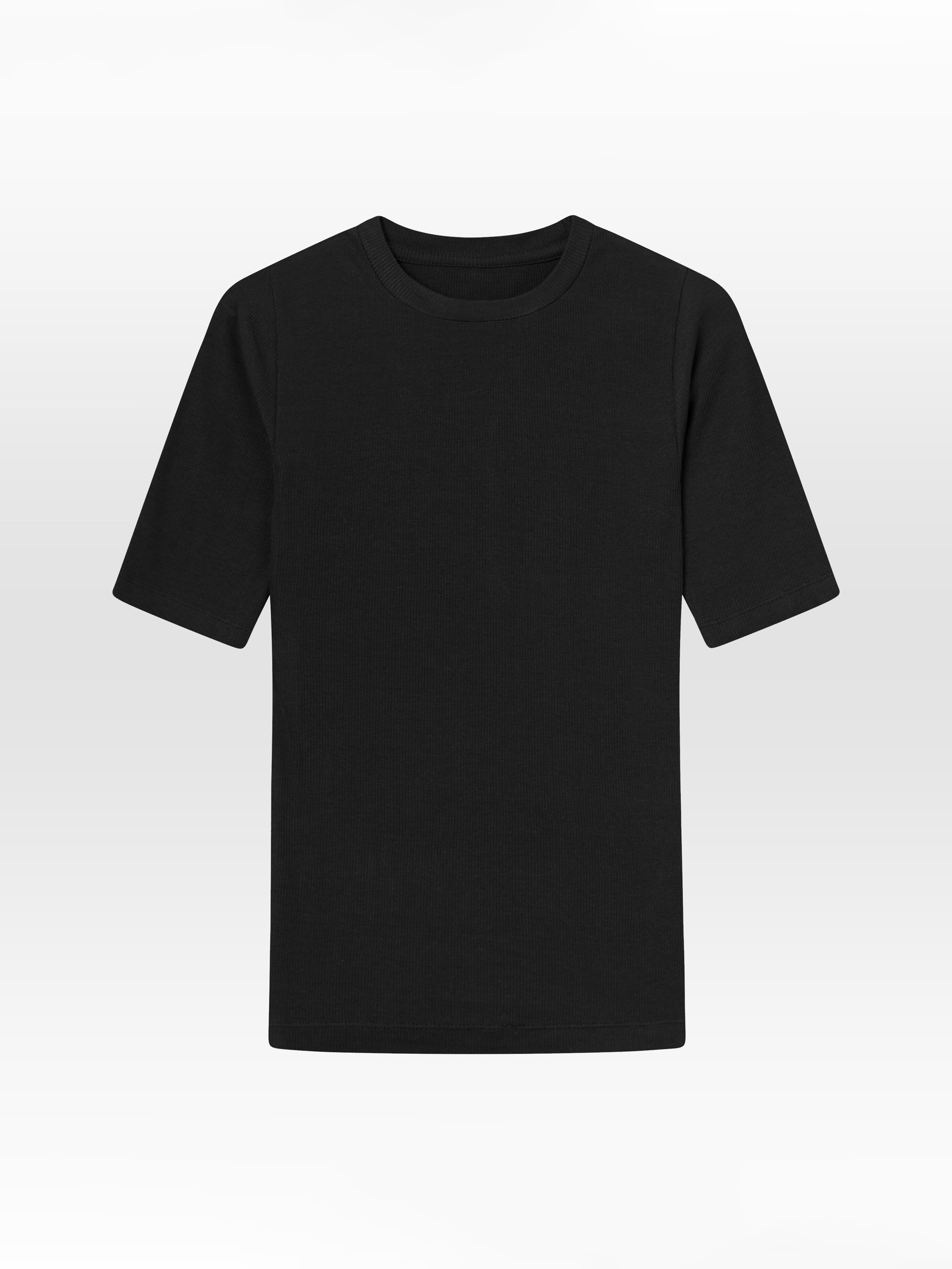 Rib T-Shirt black jet Knowledge Cotton Apparel
