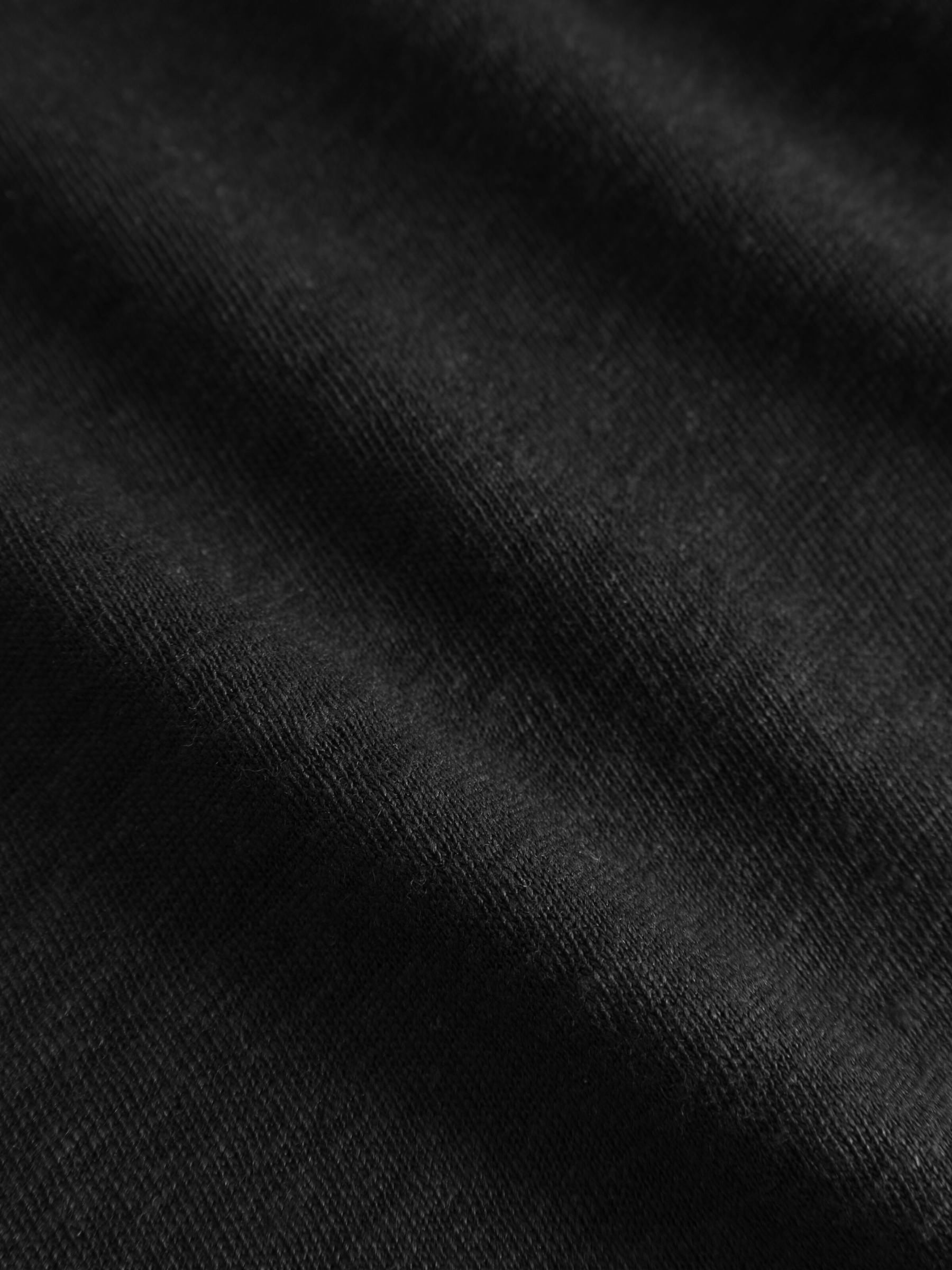 Top Loose Fold Up Linen T-Shirt black jet Knowledge Cotton Apparel