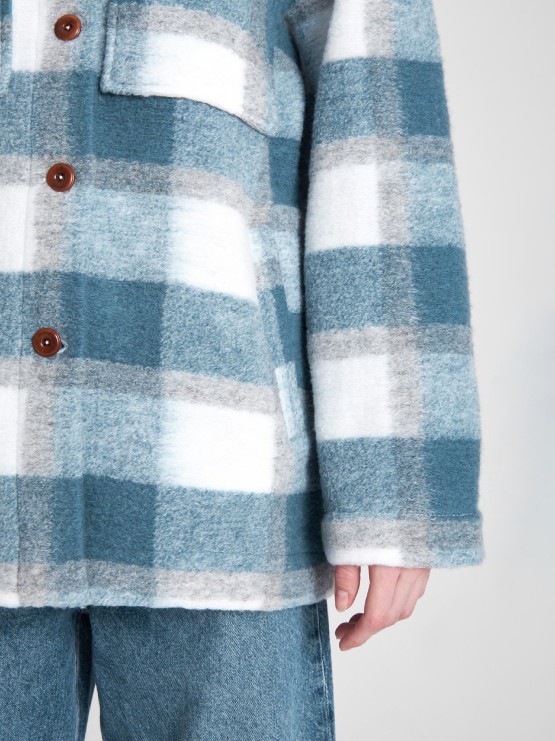 Overshirt Ariko faded blue check Kings of Indigo – K.O.I.