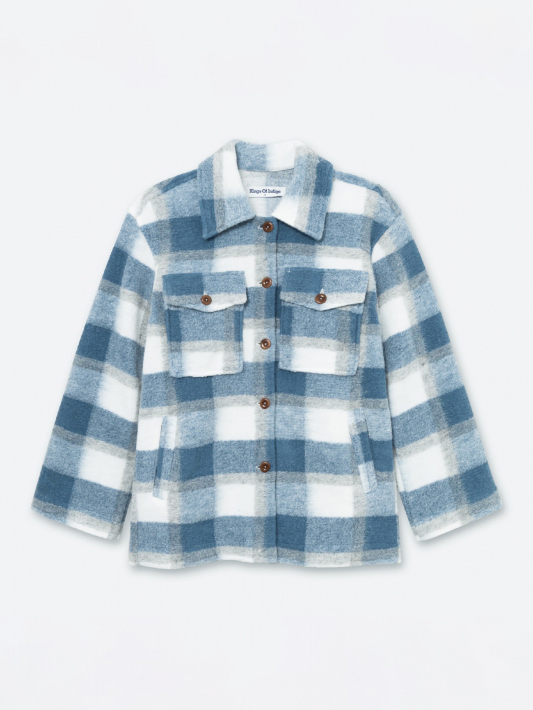Overshirt Ariko faded blue check Kings of Indigo – K.O.I.