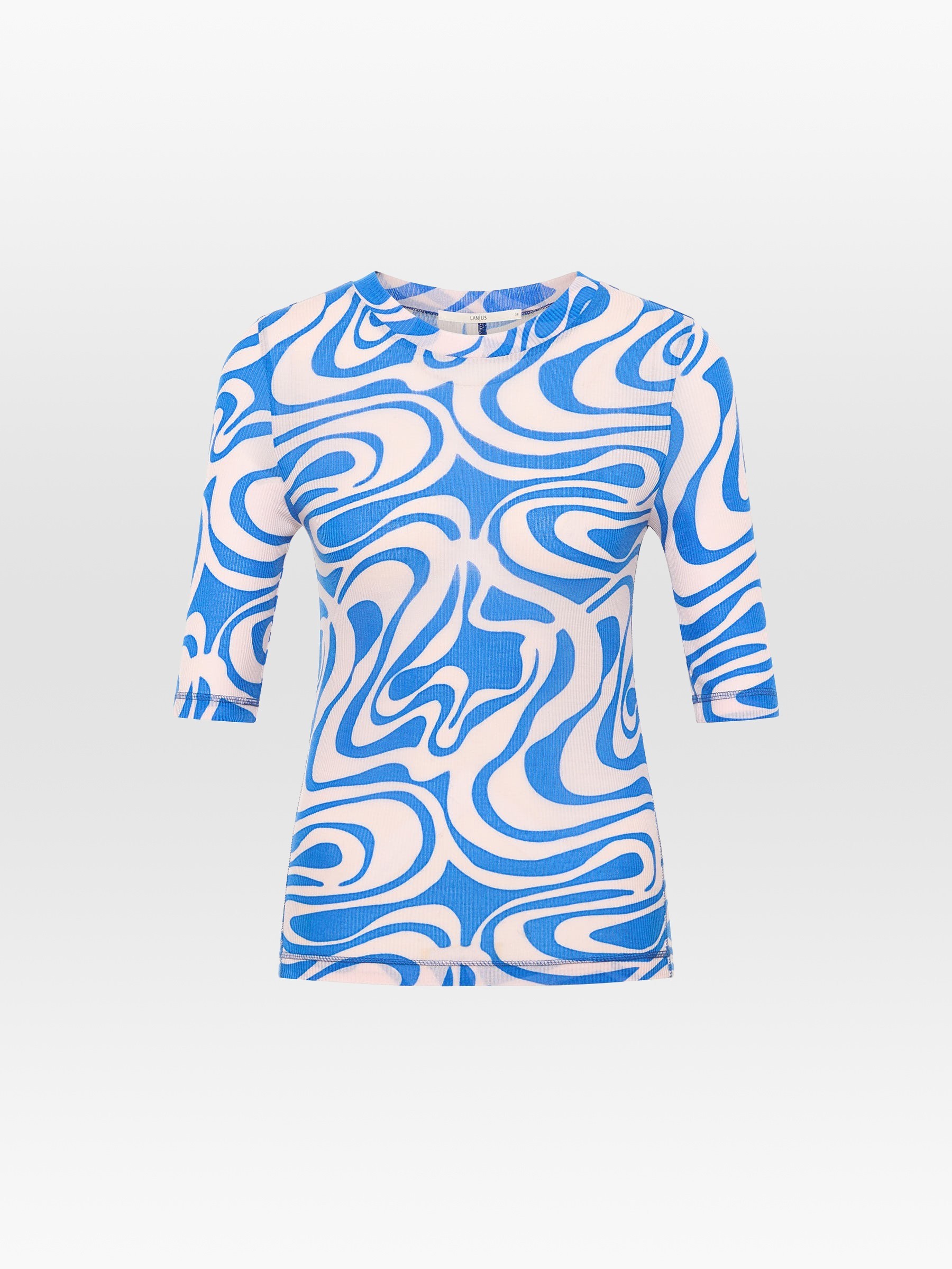 T-Shirt Stehkragenshirt aus TENCEL print swirl rose Lanius