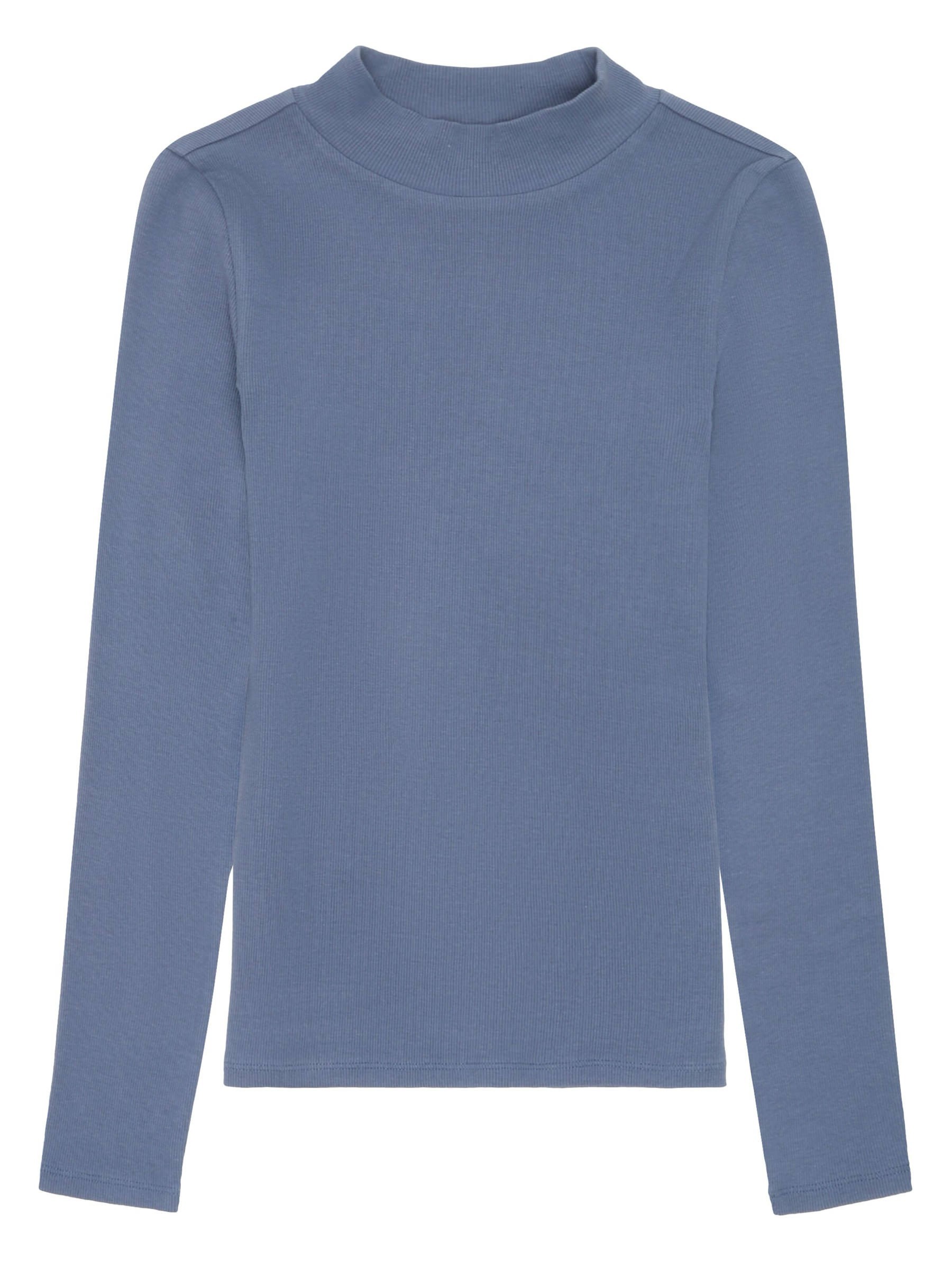 Rib High Neck Long Sleeved moonlight blue Knowledge Cotton Apparel