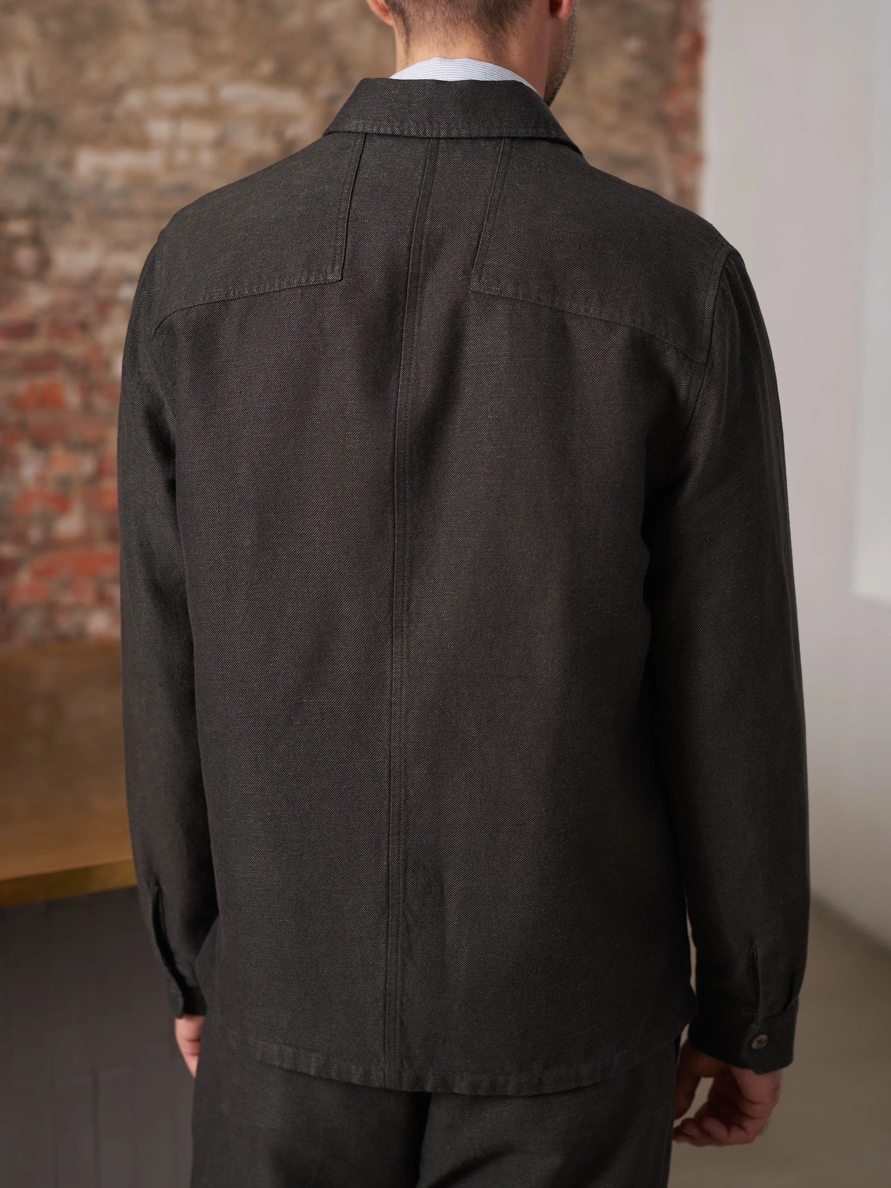 Hemd Owe Overshirt winter linen black olive About Companions