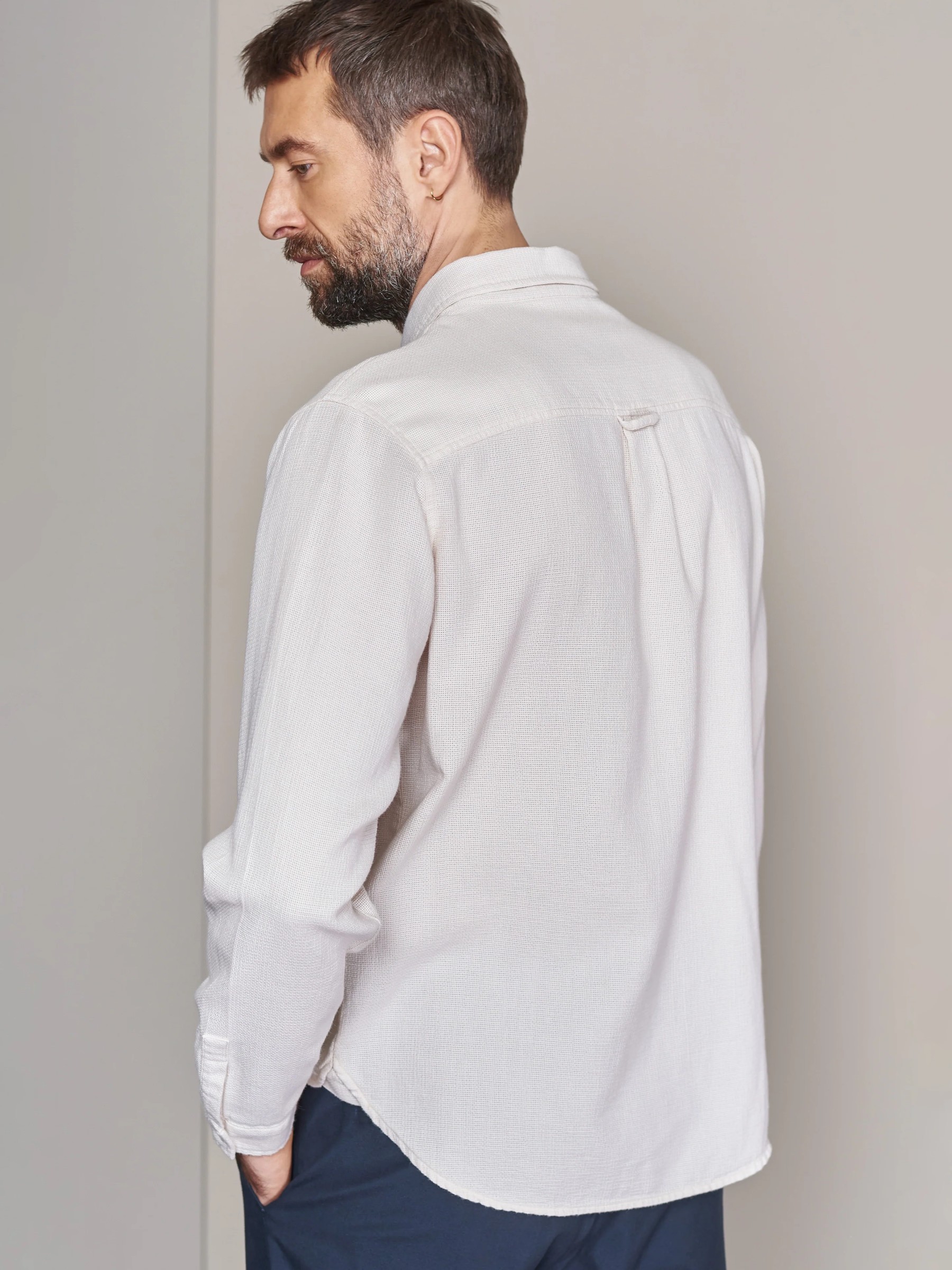 Hemd Ken Shirt eco grid ecru About Companions
