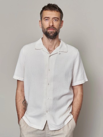 Hemd Kuno Shortsleeve eco grid ecru About Companions