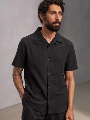 Hemd Kuno Shortsleeve eco crinkle black About Companions