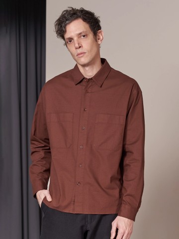 Hemd Dario eco crisp cotton marron About Companions