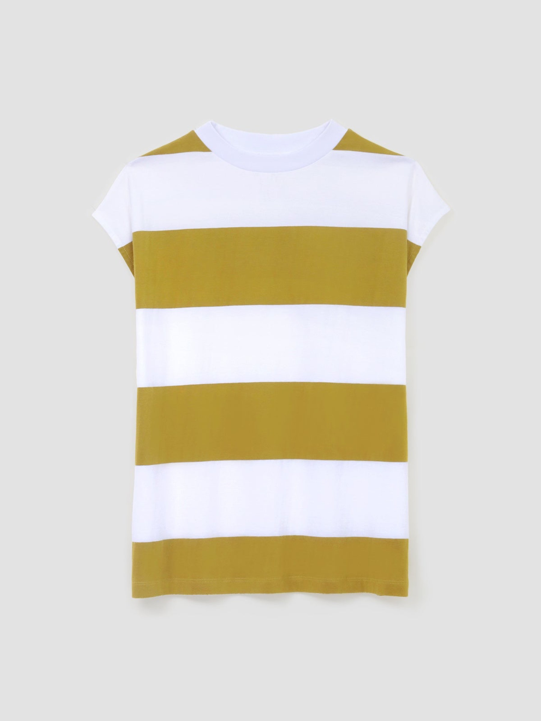Top Aukai-Sue olive and white bold stripe Beaumont Organic