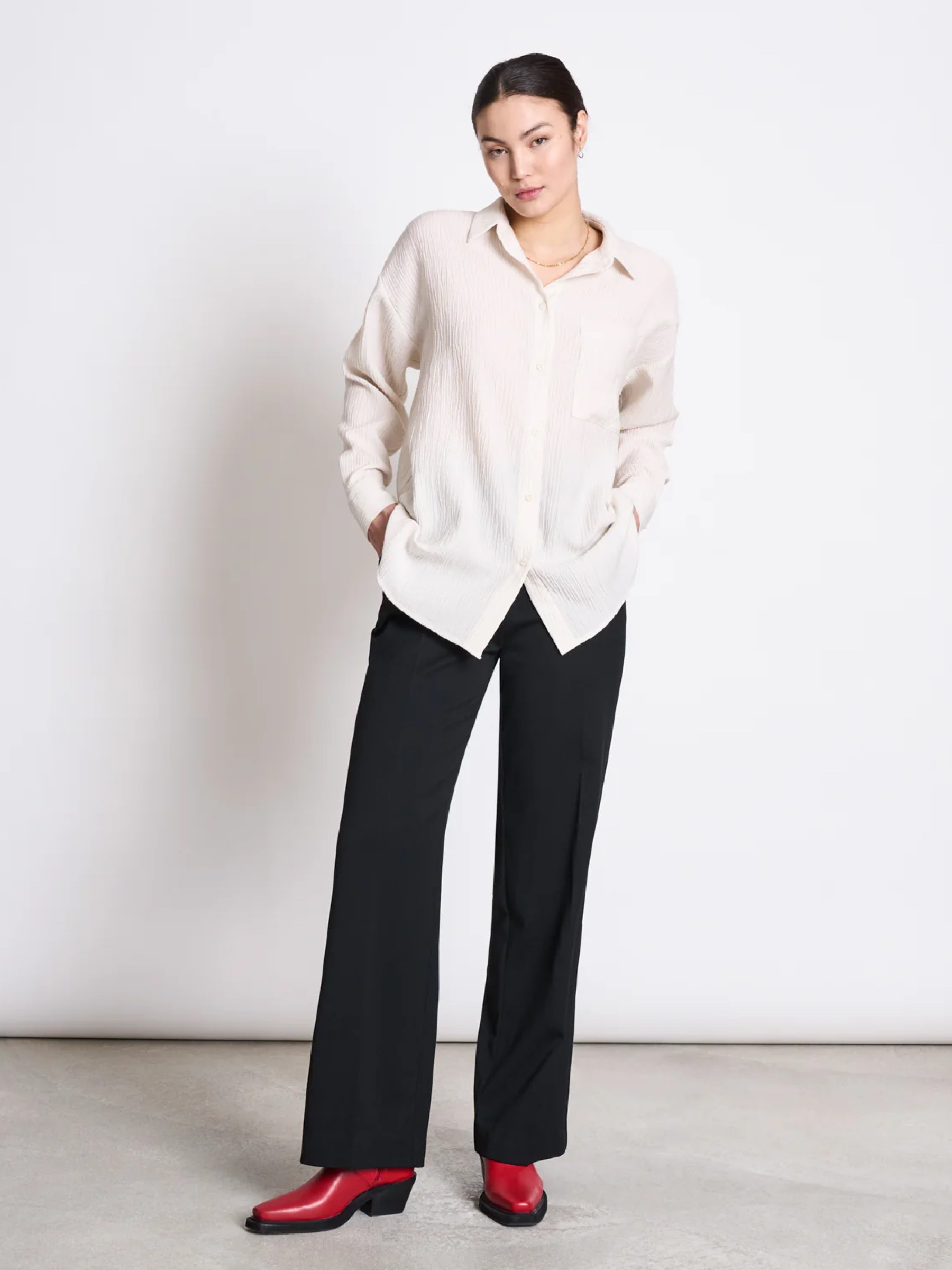 Bluse Crinkle Shirt Skur offwhite Jan 'n June