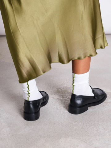 Socken Overlock Socks white woody olive Jan 'n June