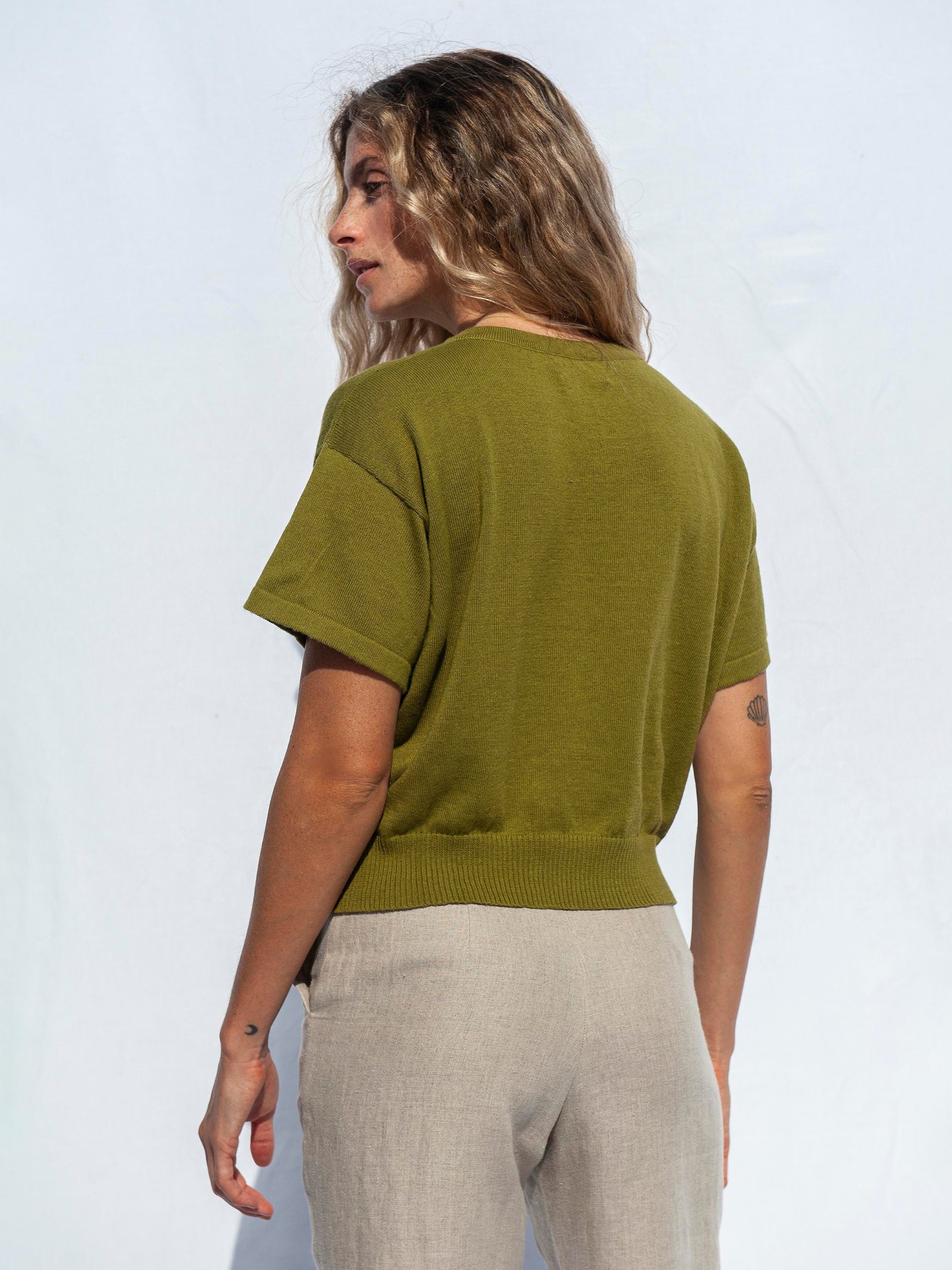 T-Shirt El Sur Knit Top moss green Jungle Folk