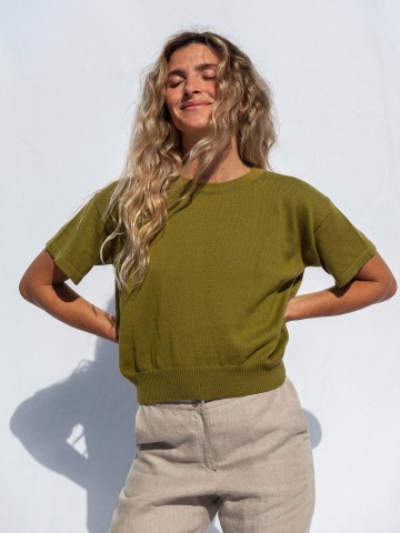 T-Shirt El Sur Knit Top moss green Jungle Folk