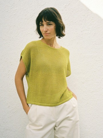 T-Shirt Delia Knit Top lime Jungle Folk