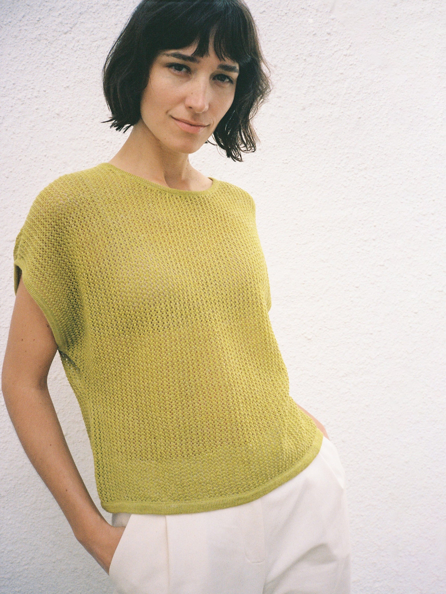 T-Shirt Delia Knit Top lime Jungle Folk