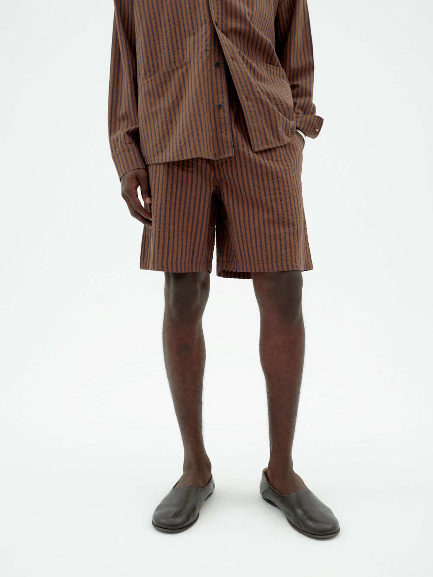 Hose Henry Shorts brown stripes Thinking Mu