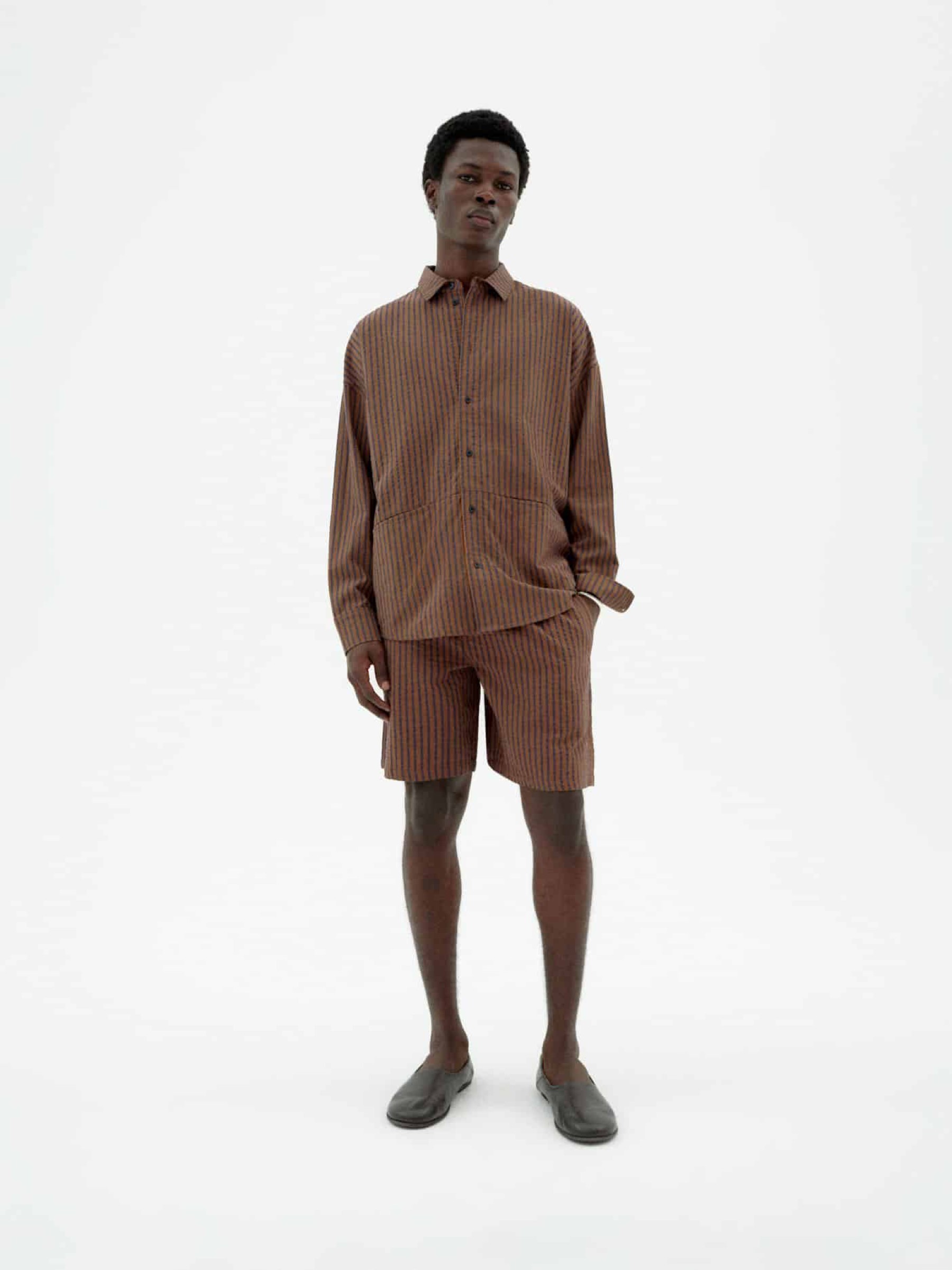Hose Henry Shorts brown stripes Thinking Mu