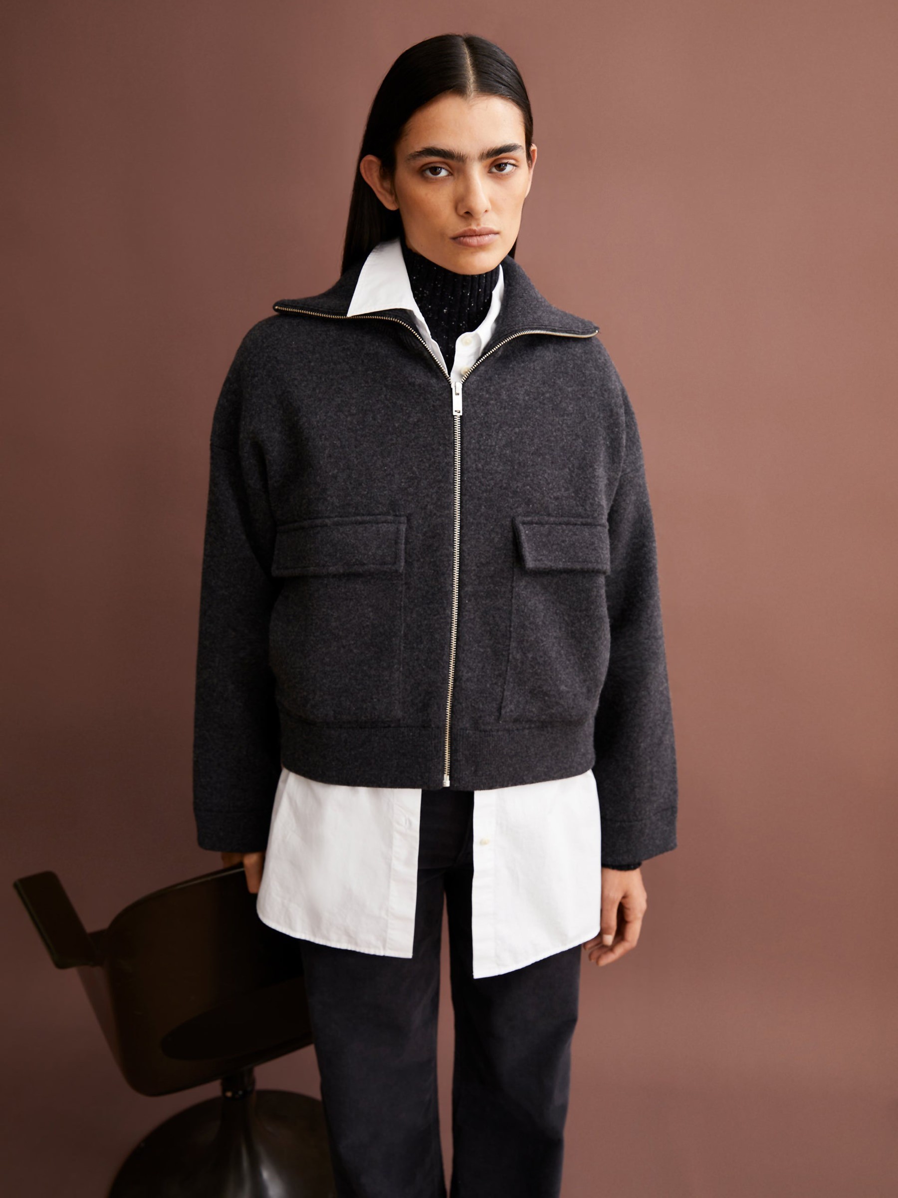 Zipper Knit Jacket steel melange Armedangels