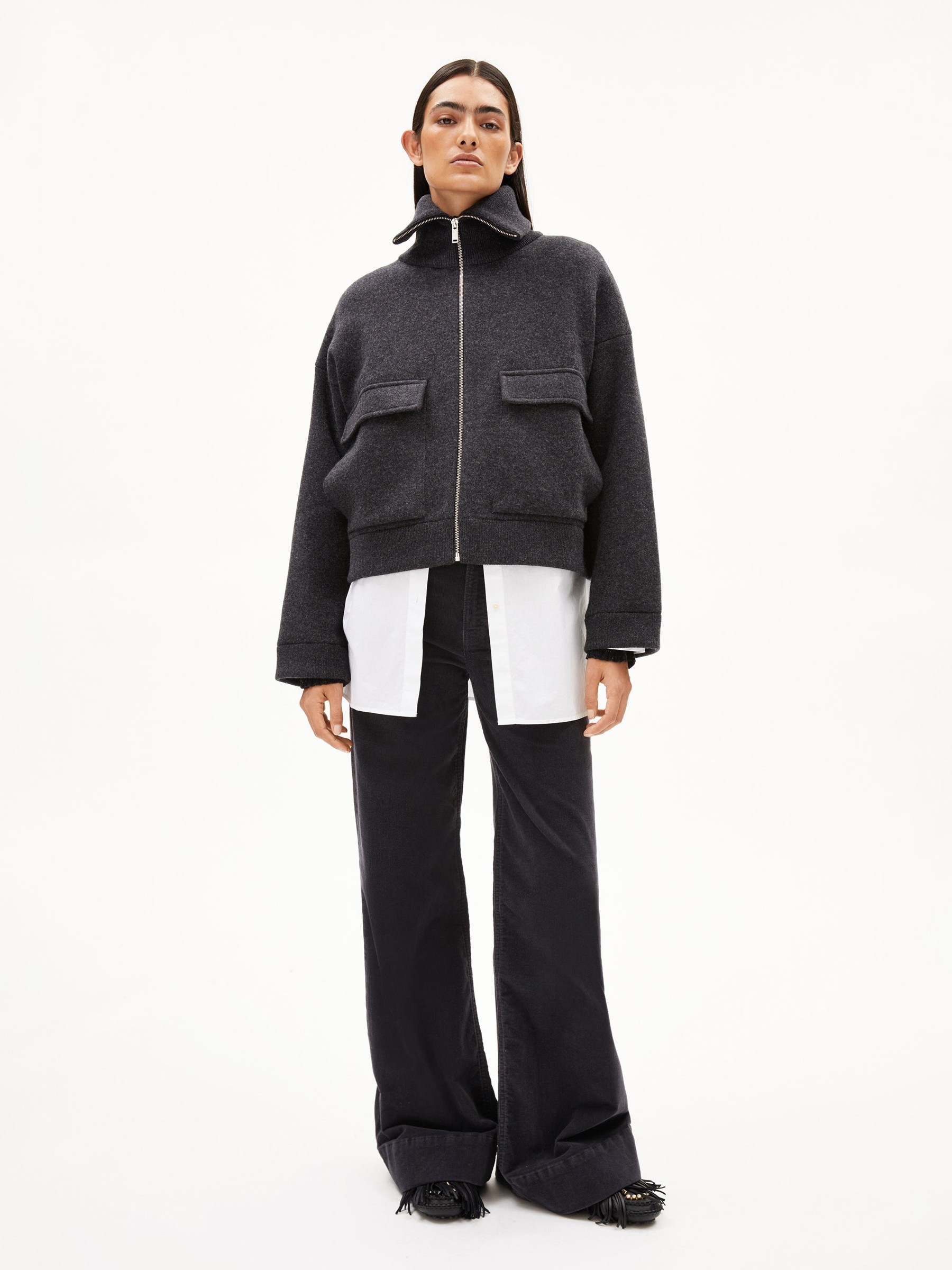 Zipper Knit Jacket steel melange Armedangels